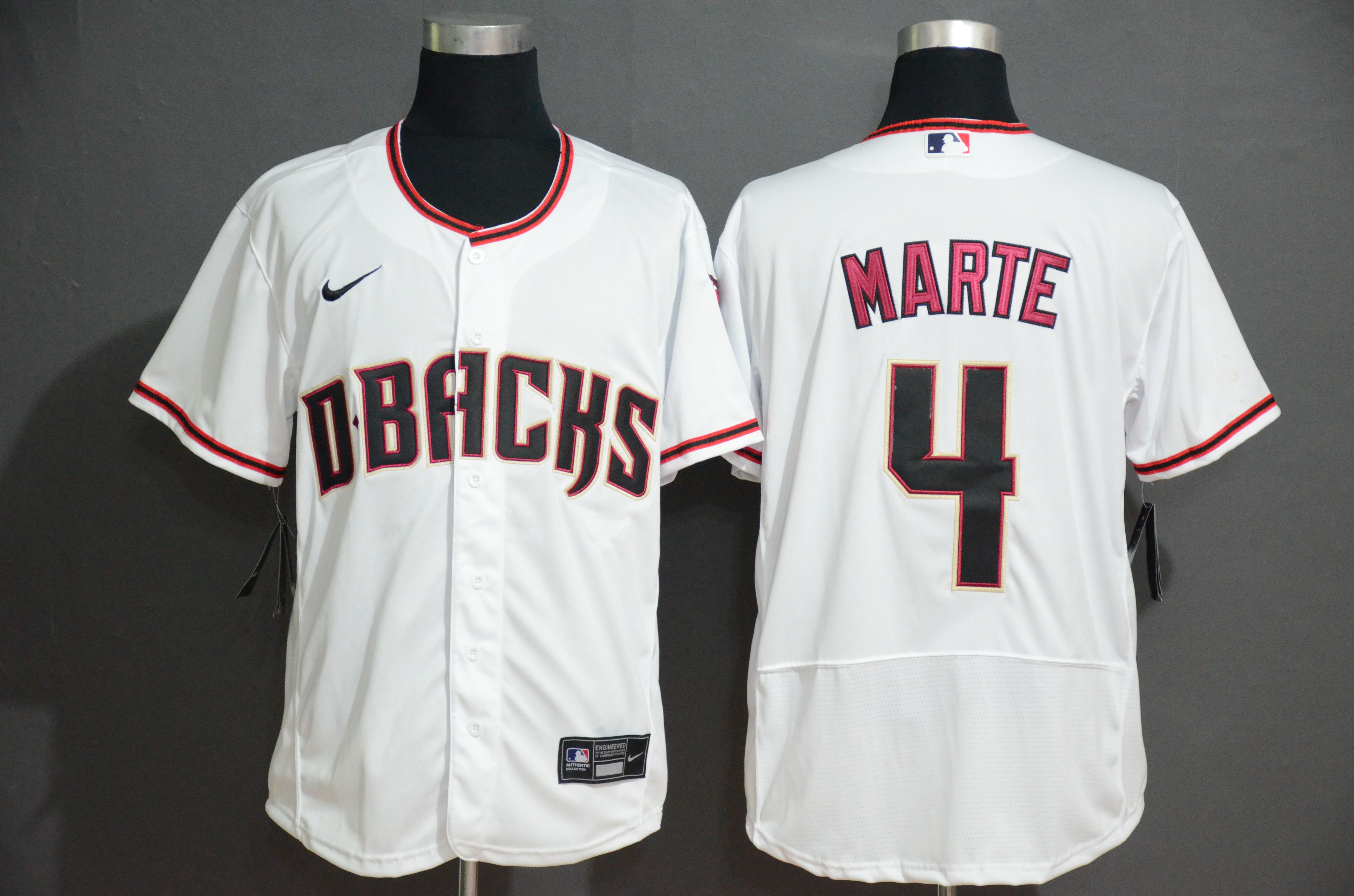 Men Arizona Diamondback #4 Marte White Nike Elite MLB Jerseys